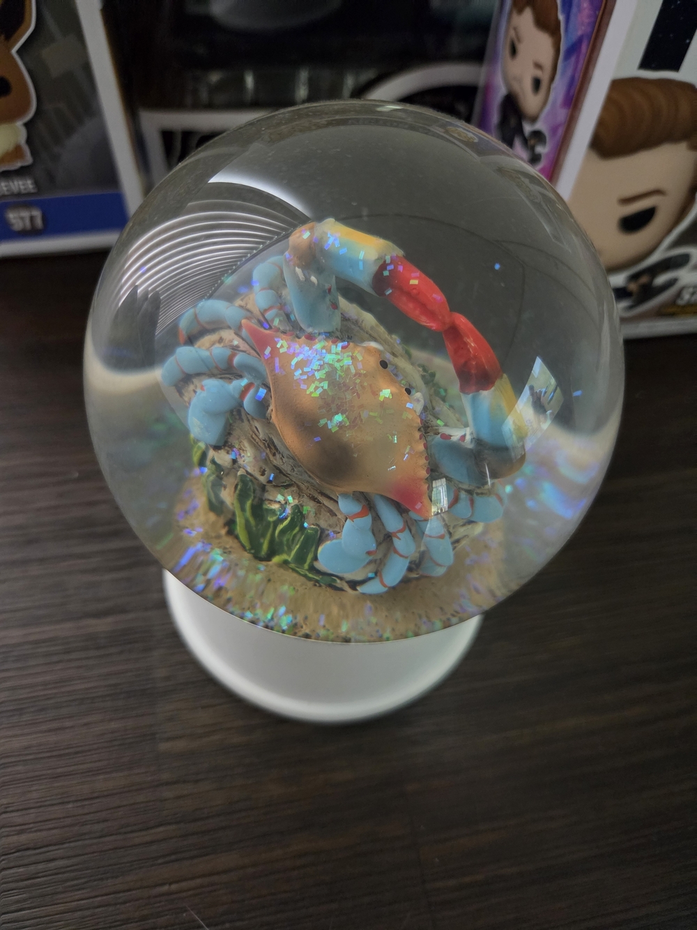 Decorative Crab Snow Globe - Blue & Coral